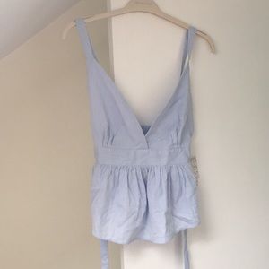 Free People Blue and White Striped Top